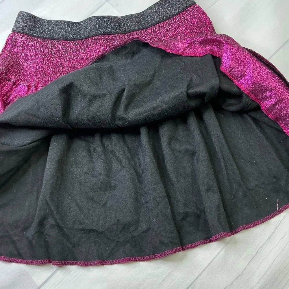 Garanimals Girls Skirt Shiny Metallic Fuchsia Black Crackle Layered Ruffle Sz 8
